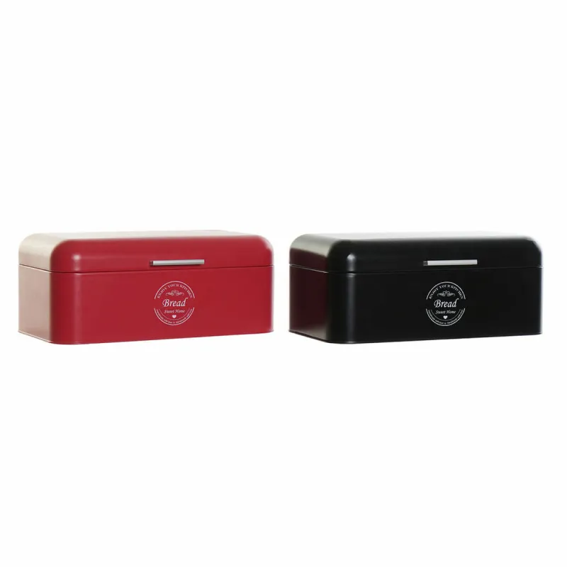 Хлебница DKD Home Decor 42,5 x 24 x 17 cm Красный Чёрный Металл Vintage (2 штук)